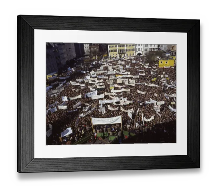 Framed Print : Bonn. Farmers rally. 80s