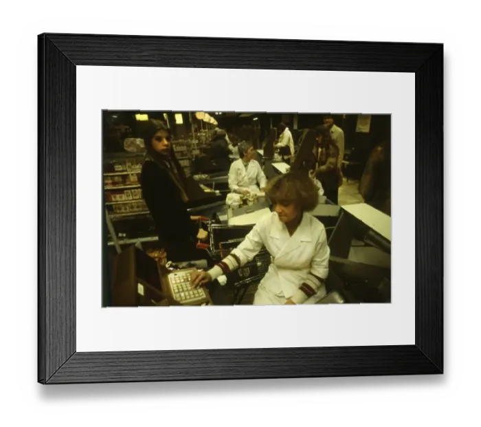 Framed Print : Dortmund. Customers shopping in a Sopermarkt in 1982 Framed Print : Dortmund. Customers shopping in a Sopermarkt in 1982