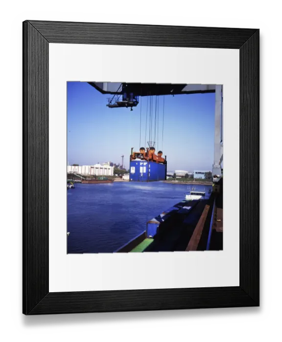 Framed Print : Duisburg: Working in the port of Duisburg on 24