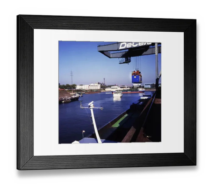 Framed Print : Duisburg: Working in the port of Duisburg on 24