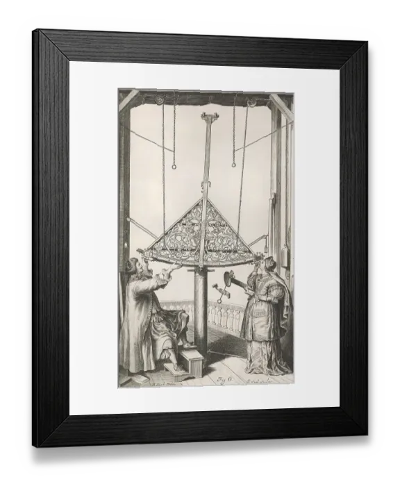 Framed Print : Observing the sky with a brass sextant