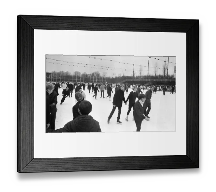 Framed Print : Recreational fun on the ice rink