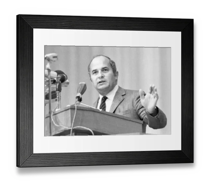 Framed Print : With the slogan Safe into the 70s