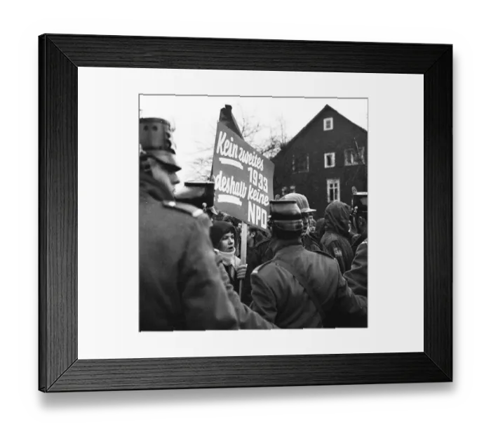 Framed Print : Several hundred demonstrators, among them many young people Framed Print : Several hundred demonstrators, among them many young people