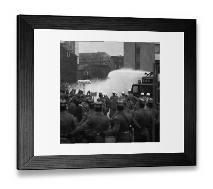 Framed Print : Several hundred demonstrators, among them many young people