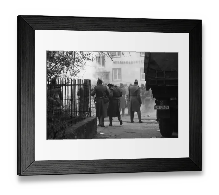 Framed Print : Several hundred demonstrators, among them many young people