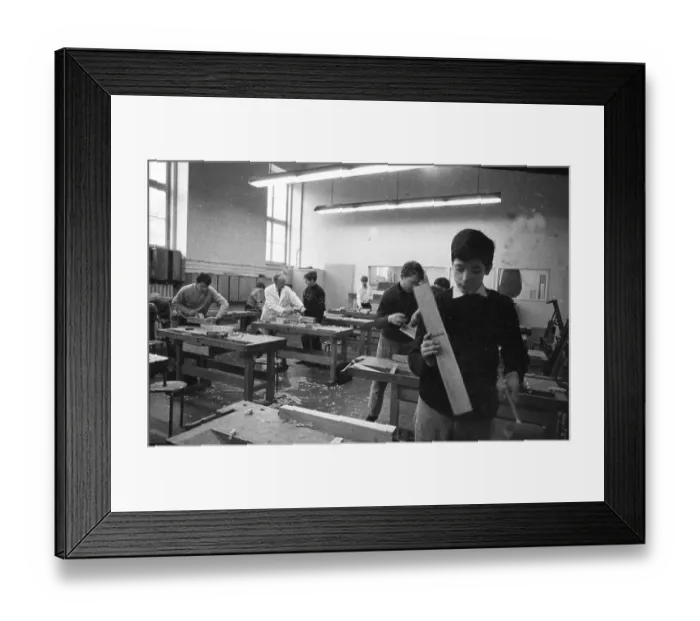 Framed Print : Theory and practice in 1965 at a vocational school in Bochum