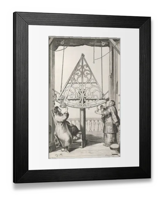Framed Print : Observing the sky with a brass sextant