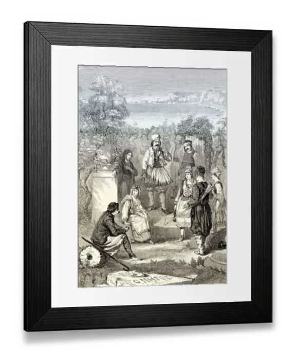 Framed Print : Greek costumes, 19th century