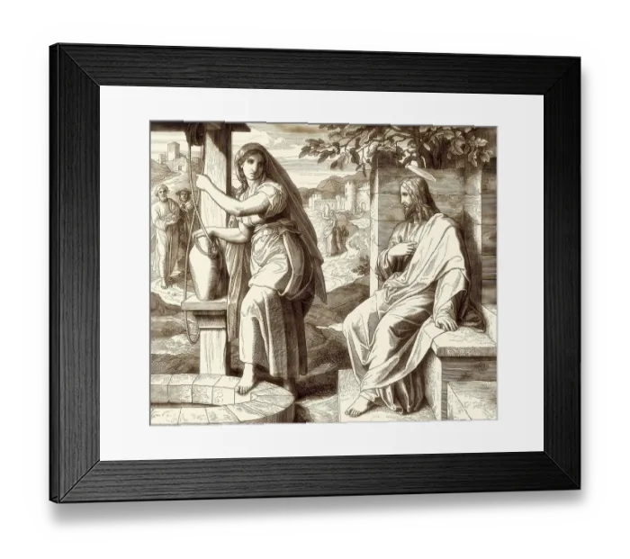 Framed Print : Jesus talks with a Samaritan woman