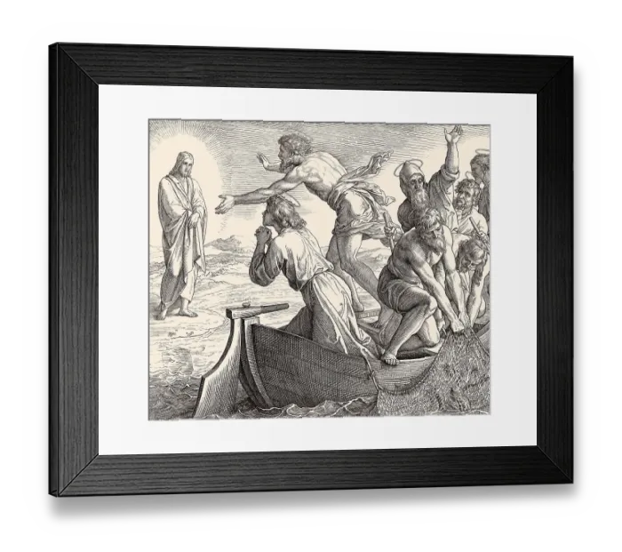 Framed Print : The Miraculous catch of fish, New Testament