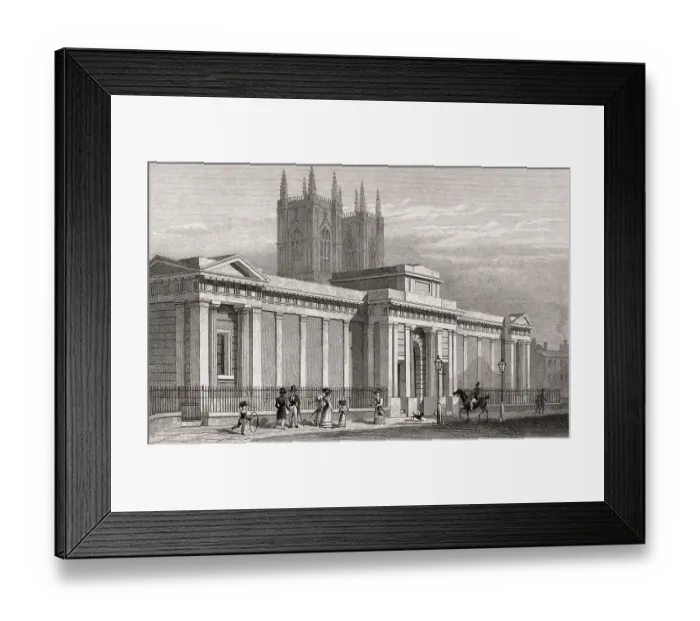 Framed Print : The New Government Mews with a view of the Houses of Parliament
