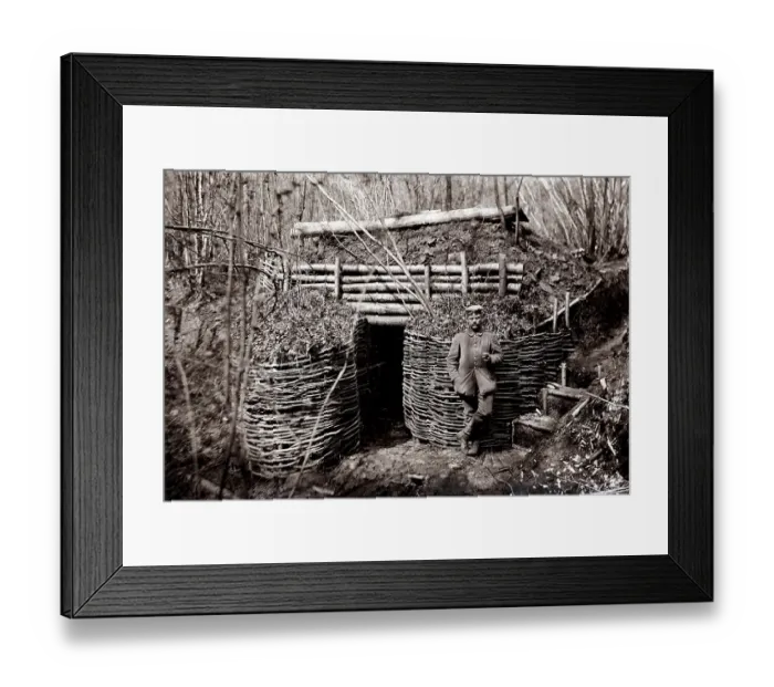 Framed Print : German soldier in front of an earth bunker Framed Print : German soldier in front of an earth bunker