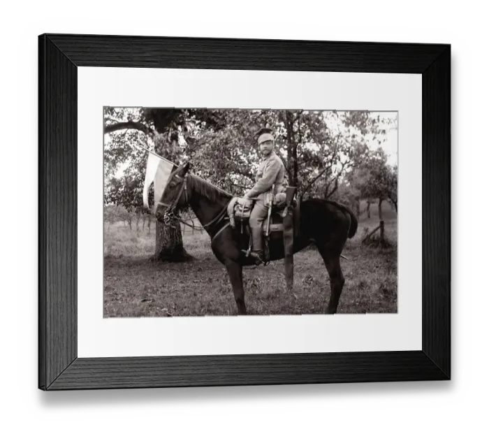 Framed Print : German soldier with horse. First World War