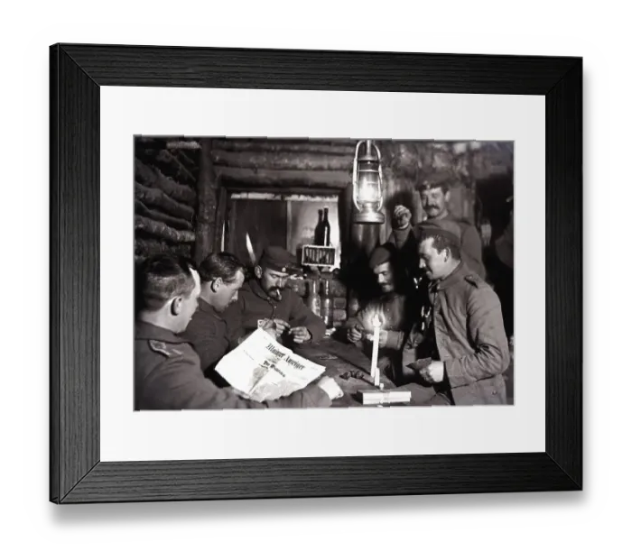 Framed Print : German soldiers in a bunker. First World War