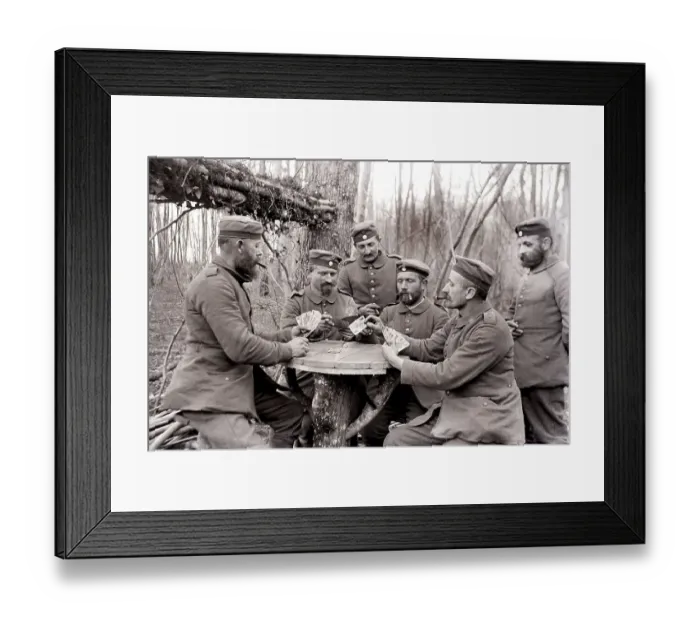 Framed Print : Six German soldiers playing cards