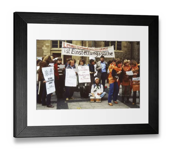 Framed Print : Ruhr area. GEW - Teachers Union protests against unemployment ca