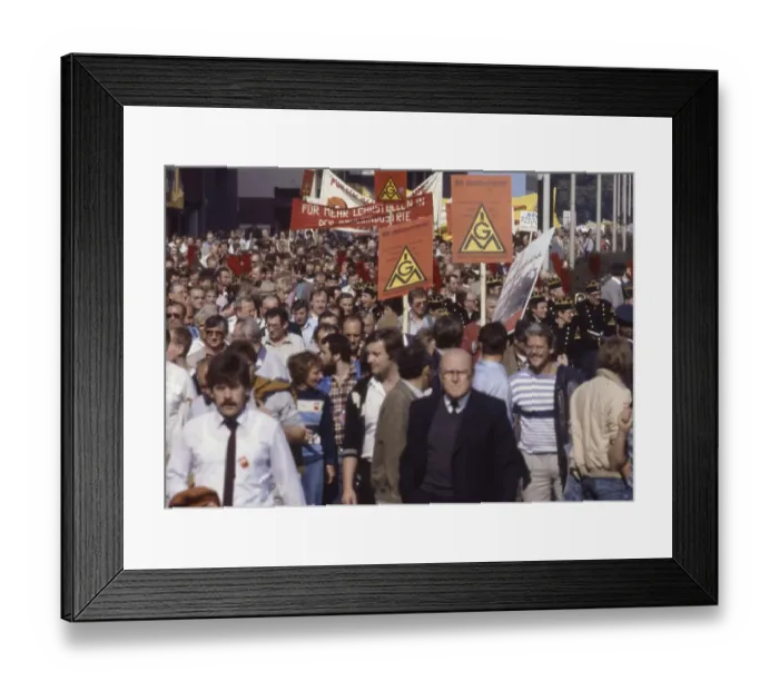 Framed Print : Ruhr area. DGB demonstration against unemployment and social cuts