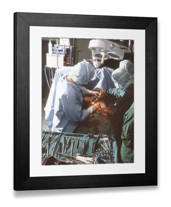 Framed Print : This intestinal surgery of a rare intestinal disease under the direction of the head physician Dr- Zerbian in a