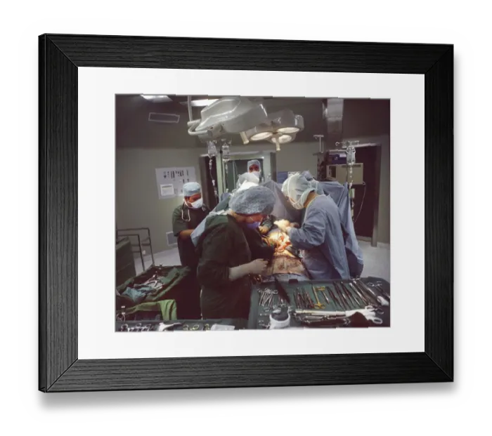 Framed Print : This intestinal surgery of a rare intestinal disease under the direction of the head physician Dr- Zerbian in a