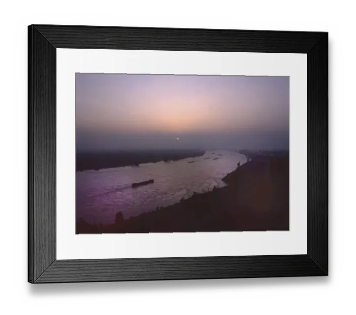 Framed Print : Port and industrial facilities at sunset in 1990