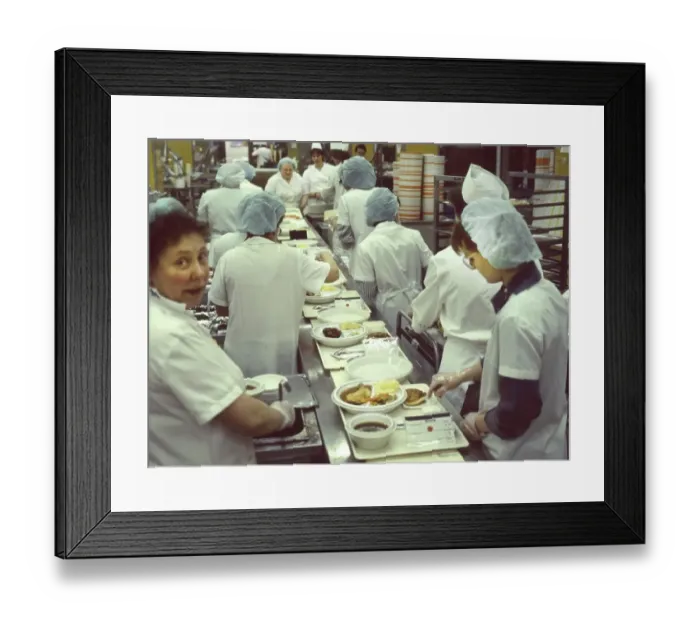 Framed Print : 1986-8, Iserlohn factory-operation with kitchen products ca