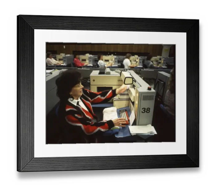 Framed Print : Hagen. Main post office. Mainly woman's jobs in letter distribution