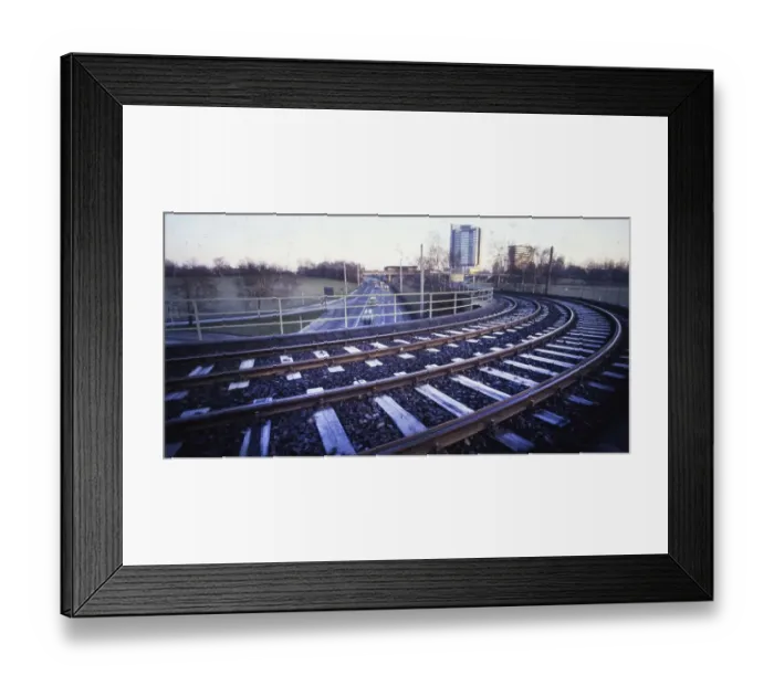 Framed Print : Ruhr area. Railway line and motorway. ca. 1982 Framed Print : Ruhr area. Railway line and motorway. ca. 1982