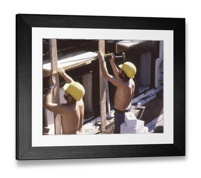 Framed Print : Iserlohn. Construction worker at a building project on 6