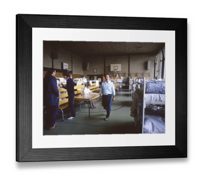 Framed Print : Gymnasium were also used. Immigrants and foreign refugees in North Rhine-Westphalia on 28