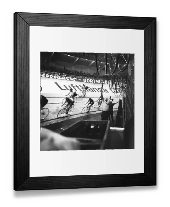 Framed Print : The 6-day race of the professional cyclists