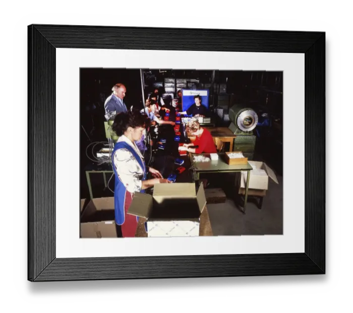 Framed Print : Drawing and writing pens and other office articles at the Brause company