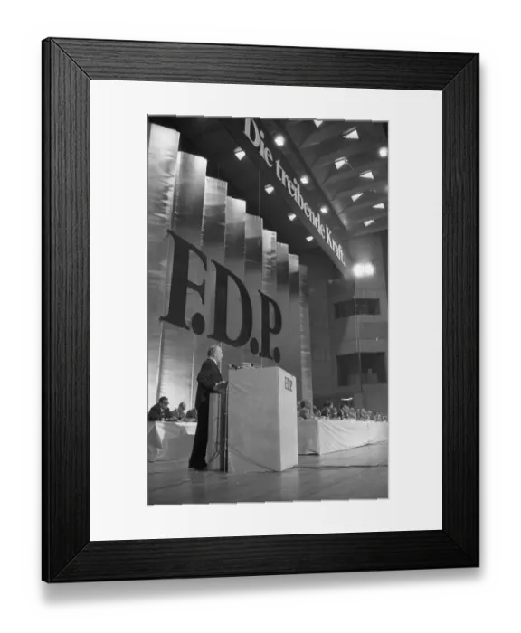 Framed Print : The Federal Party Congress of the Free Democratic Party (FDP) on 22 June 1970 in the Beethovenhalle in Bonn Framed Print : The Federal Party Congress of the Free Democratic Party (FDP) on 22 June 1970 in the Beethovenhalle in Bonn