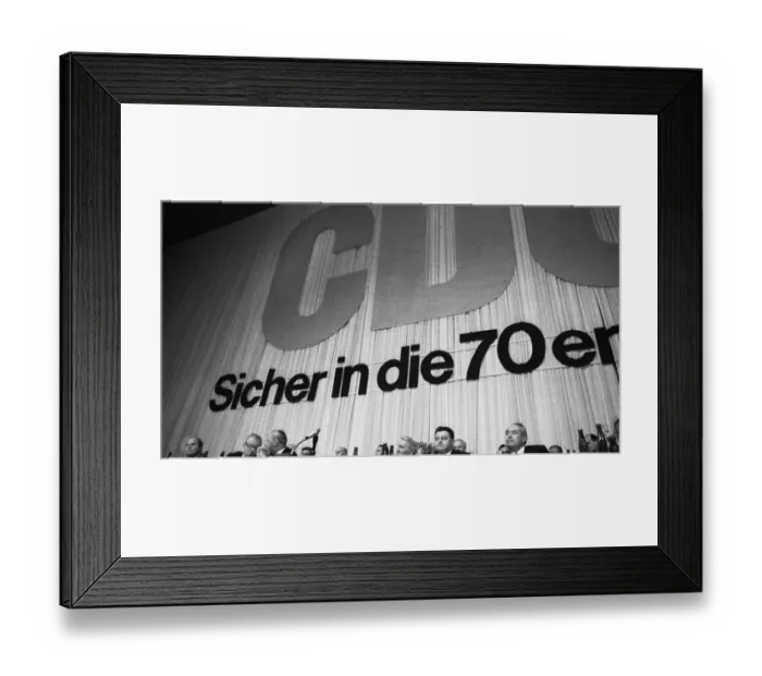 Framed Print : With the slogan Safe into the 70s Framed Print : With the slogan Safe into the 70s