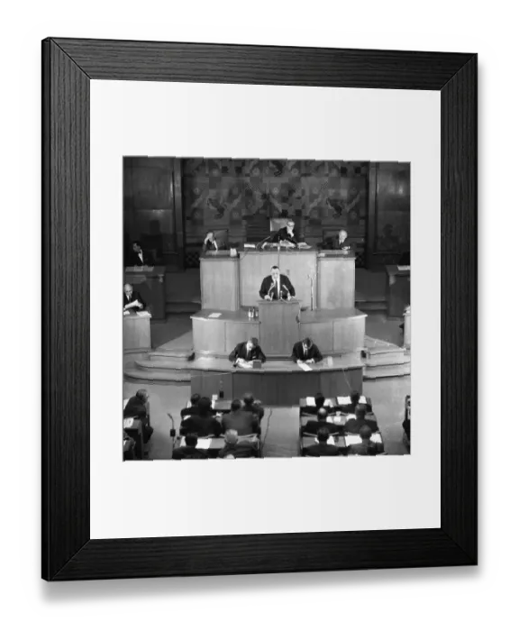 Framed Print : Session of the North Rhine-Westphalian Parliament in 1965 in Duesseldorf Framed Print : Session of the North Rhine-Westphalian Parliament in 1965 in Duesseldorf