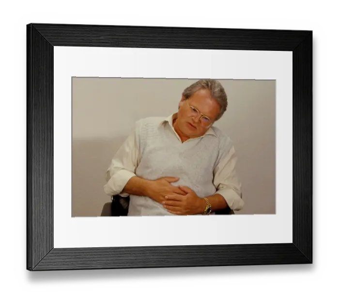 Framed Print : Elderly man with pain, stomach ache Framed Print : Elderly man with pain, stomach ache