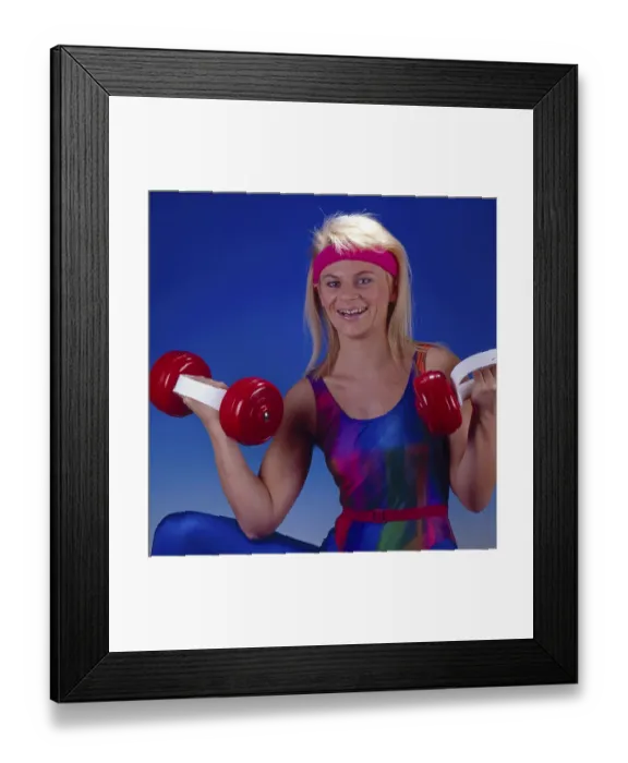 Framed Print : Woman with dumbbells