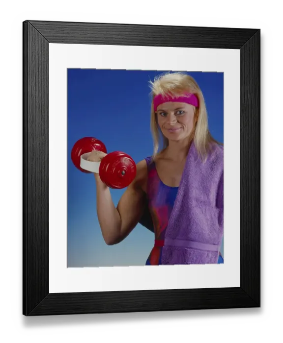 Framed Print : Woman with dumbbells