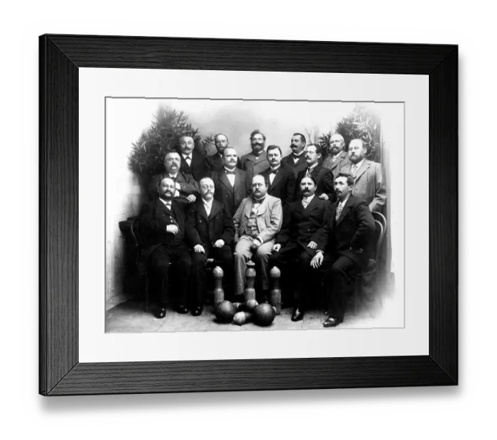 Framed Print : Skittles club ca. 1910, exact location unknown Framed Print : Skittles club ca. 1910, exact location unknown