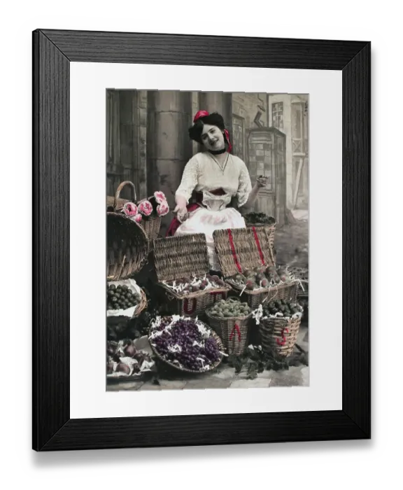 Framed Print : Market woman, fruit and flower seller