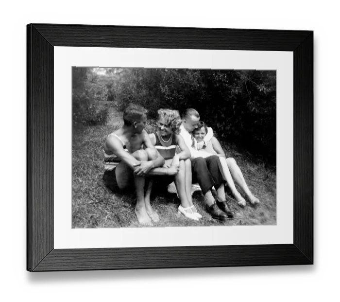 Framed Print : Flirt, two couples flirting in a meadow