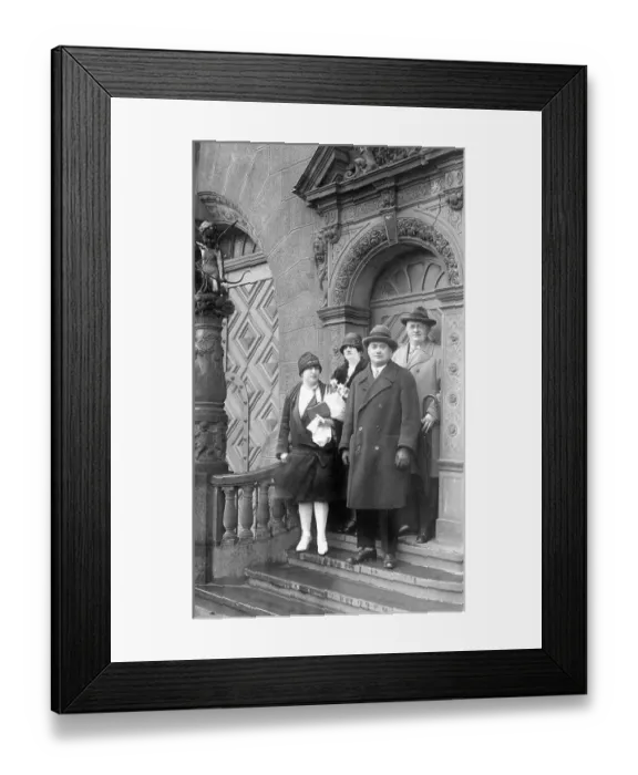 Framed Print : Wedding photo on the stairs of the registry office