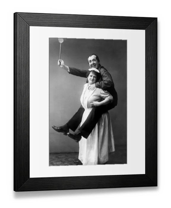 Framed Print : Couple, satire on man woman relationship