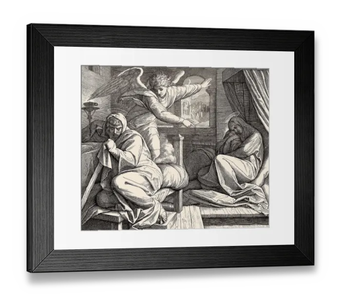 Framed Print : Angel Warns Joseph to leave Bethlehem and flee to Egypt