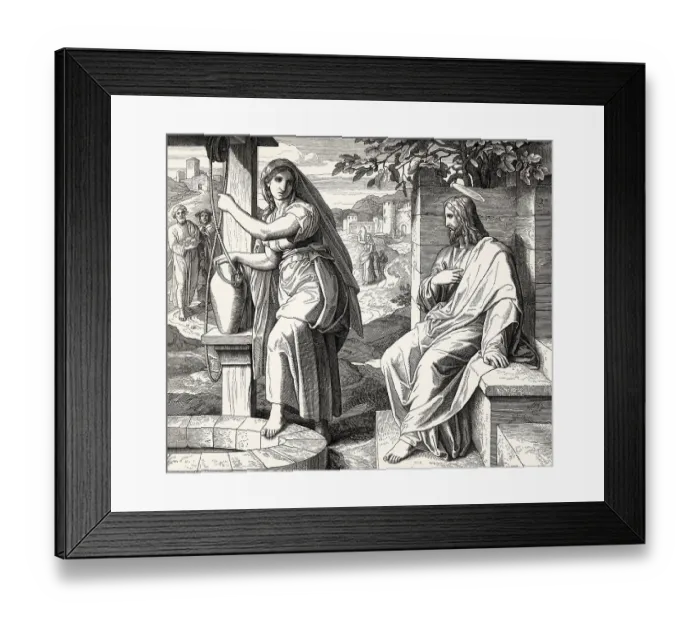 Framed Print : Jesus talks with a Samaritan woman