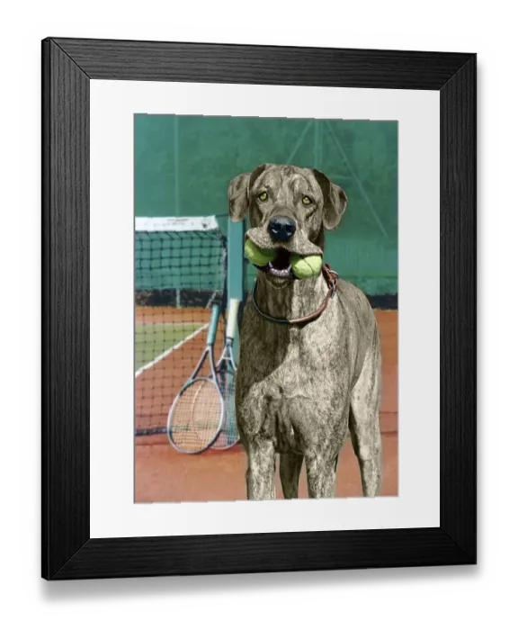 Framed Print : Great Dane with tennis balls, England