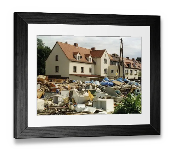 Framed Print : Garbage is on the street, approx Framed Print : Garbage is on the street, approx