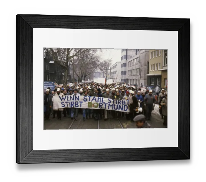 Framed Print : Dortmund. Demonstration for steel industry on 16