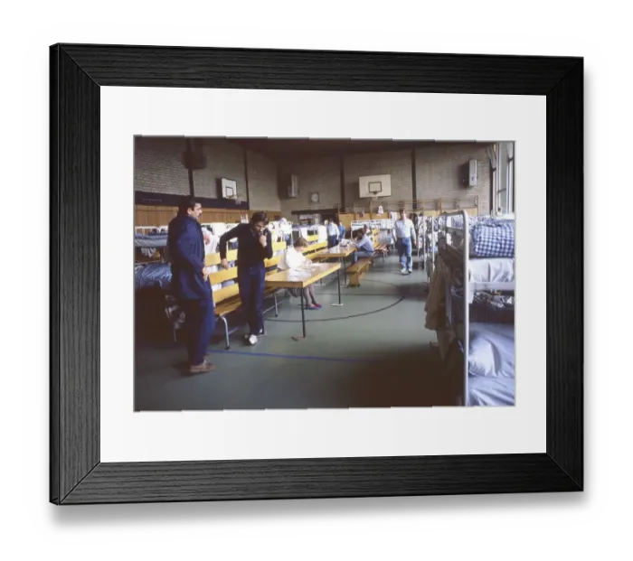 Framed Print : Gymnasium were also used. Immigrants and foreign refugees in North Rhine-Westphalia on 28