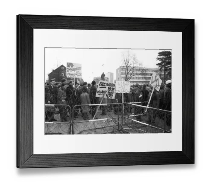 Framed Print : Several hundred demonstrators, among them many young people Framed Print : Several hundred demonstrators, among them many young people